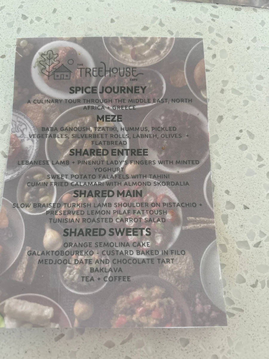 Menu, The Treehouse Cafe