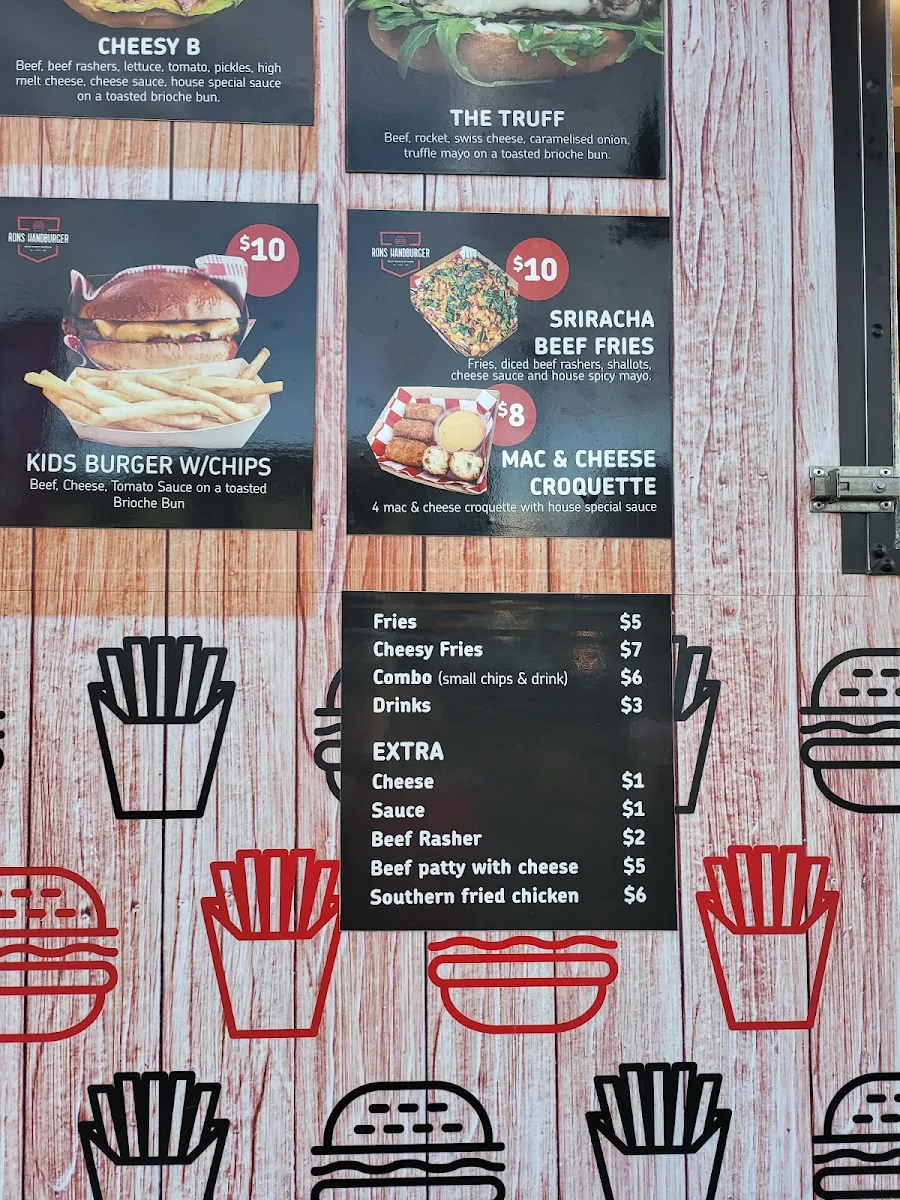 Menu, Rons Handburger Banksia