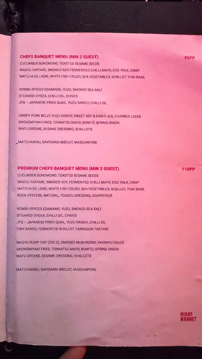 Menu, Night Market