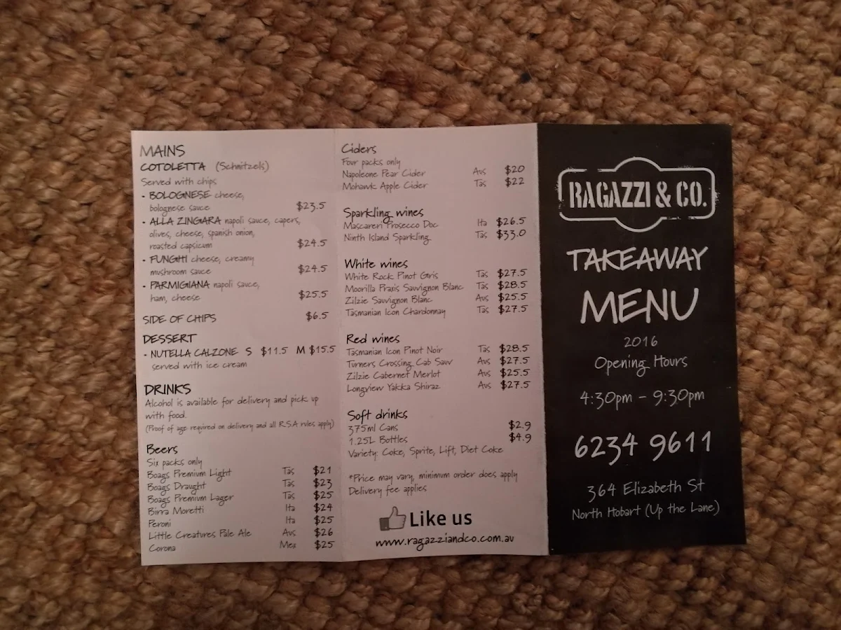 Menu, Ciao Ragazzi