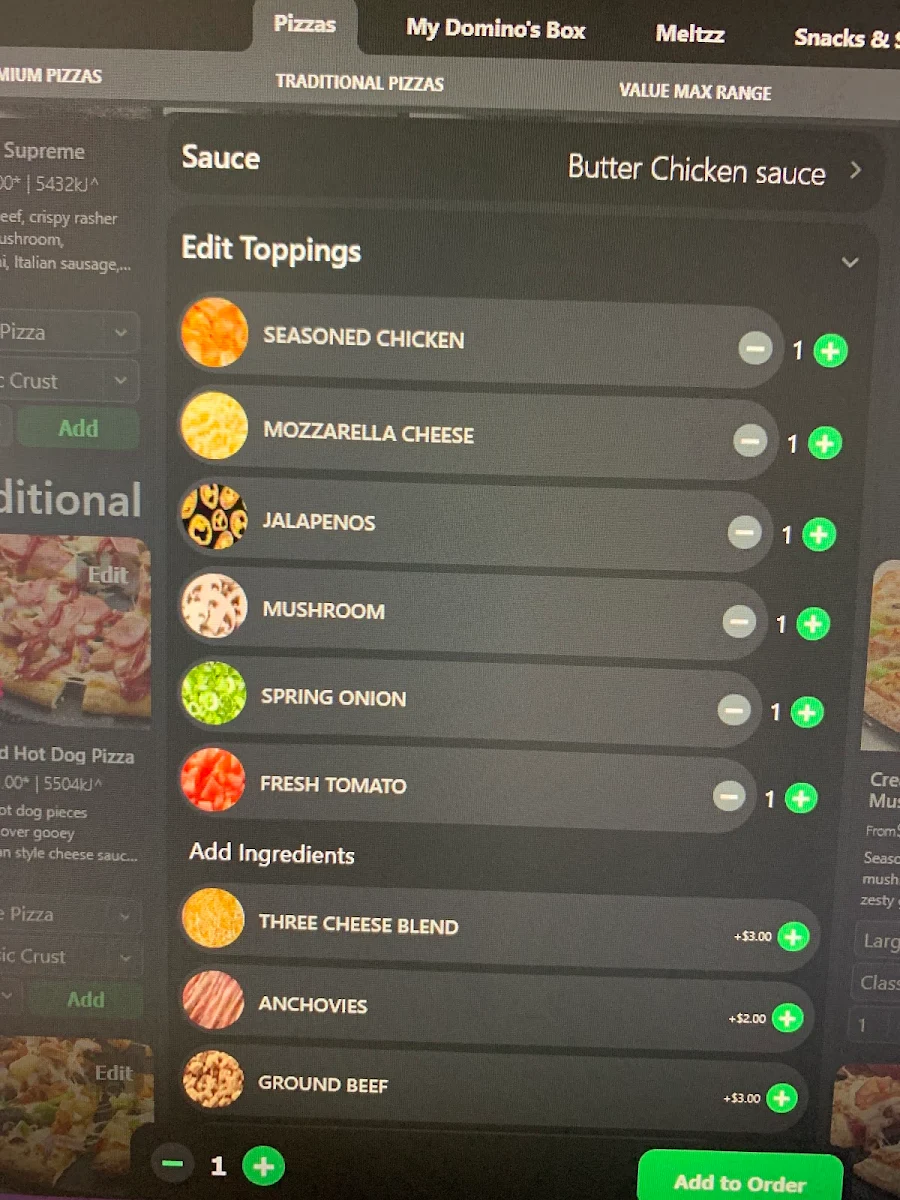 Menu, Domino's Pizza Atherton
