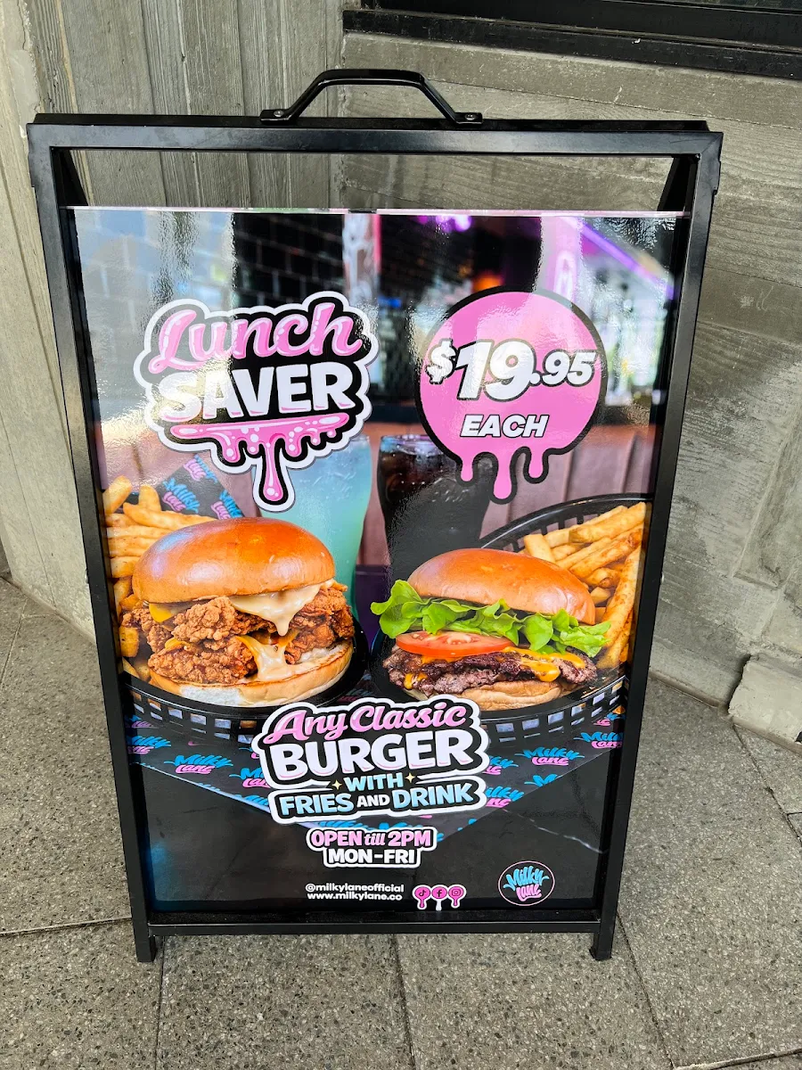 Menu, Milky Lane Curtin Exchange