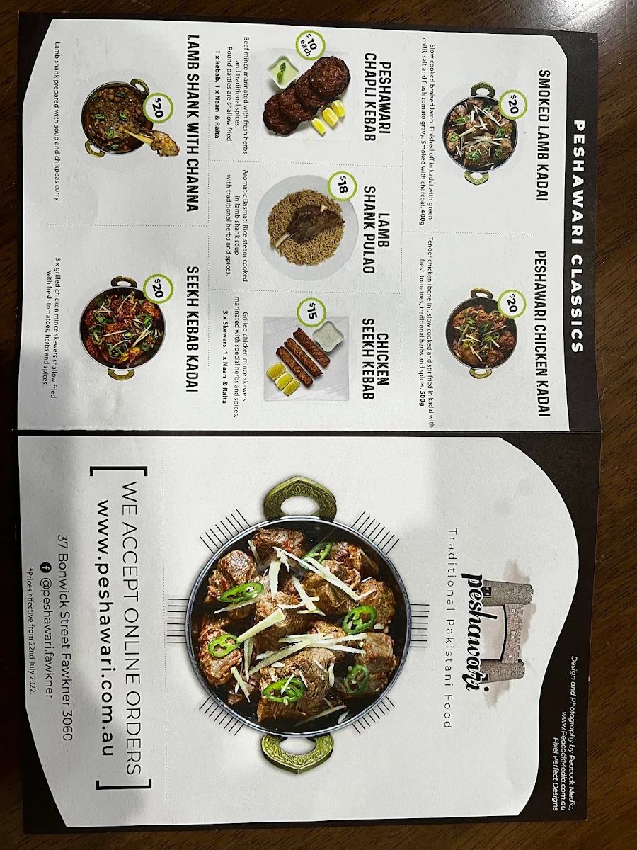 Menu, PESHAWRI