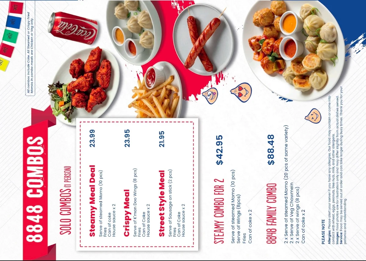 Menu, 8848 Momo House Gregory Hills (NSW)