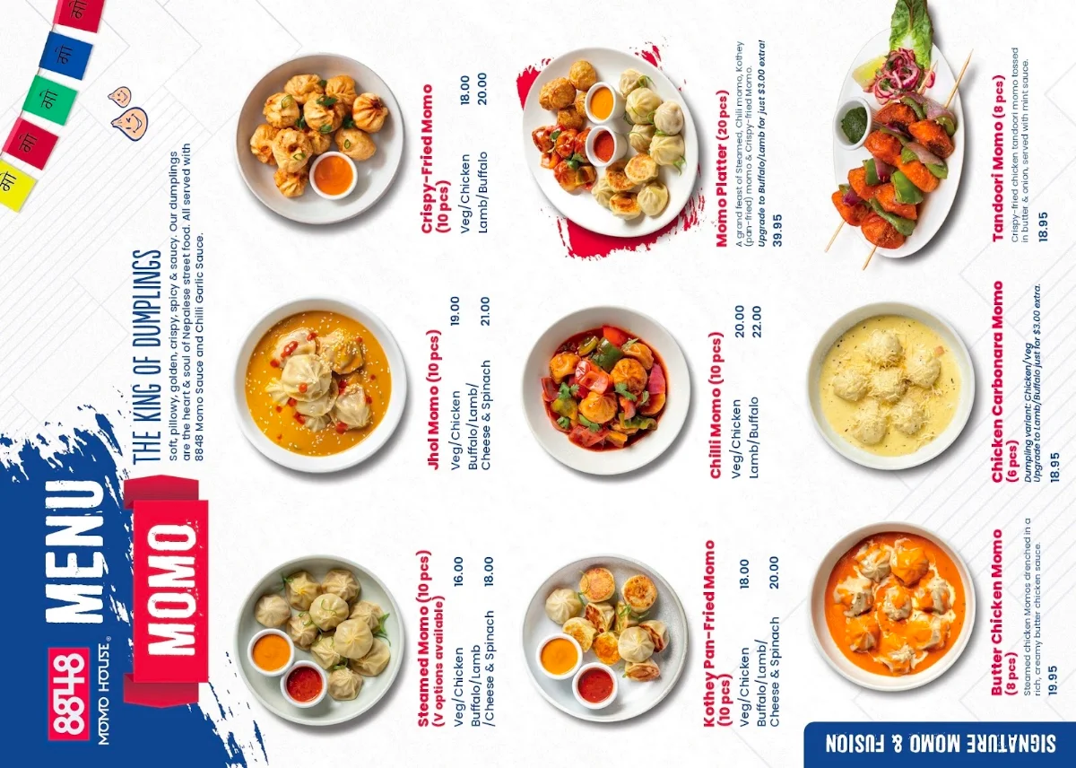 Menu, 8848 Momo House Gregory Hills (NSW)