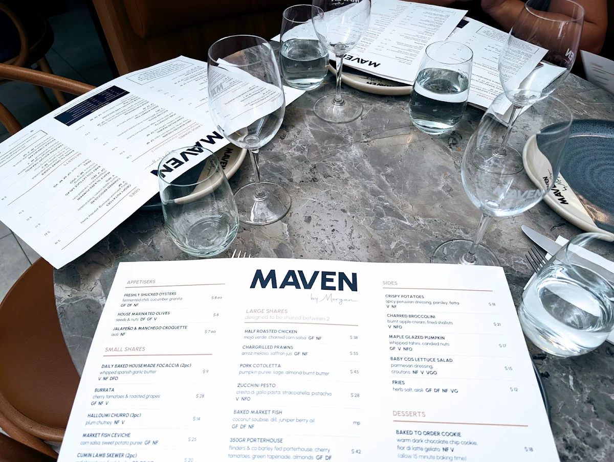 Menu, Maven by Morgan