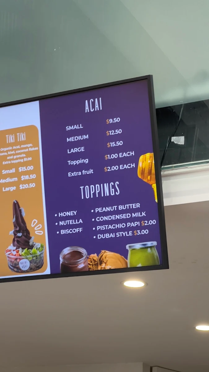 Menu, Naidi Açai & Cafe