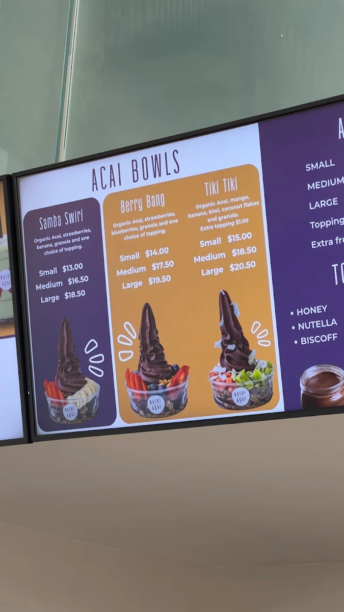 Menu, Naidi Açai & Cafe