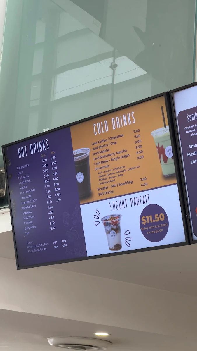 Menu, Naidi Açai & Cafe