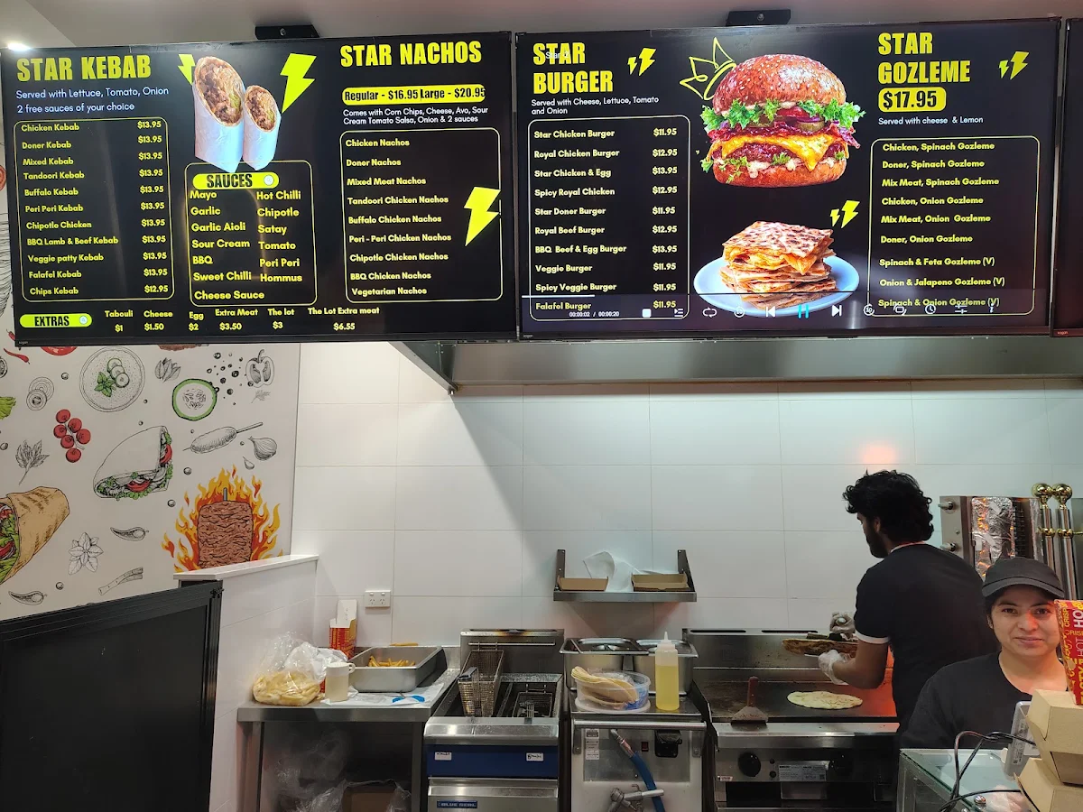 Menu, Star Kebab and Desserts