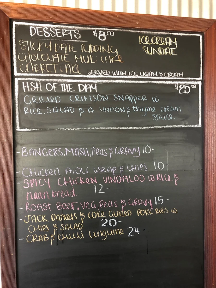 Menu, The Geraldton Hotel