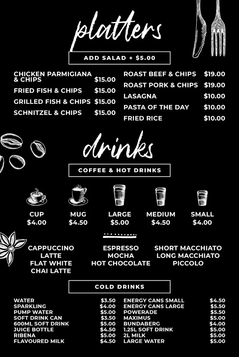 Menu, Abbotts Cafe Delight