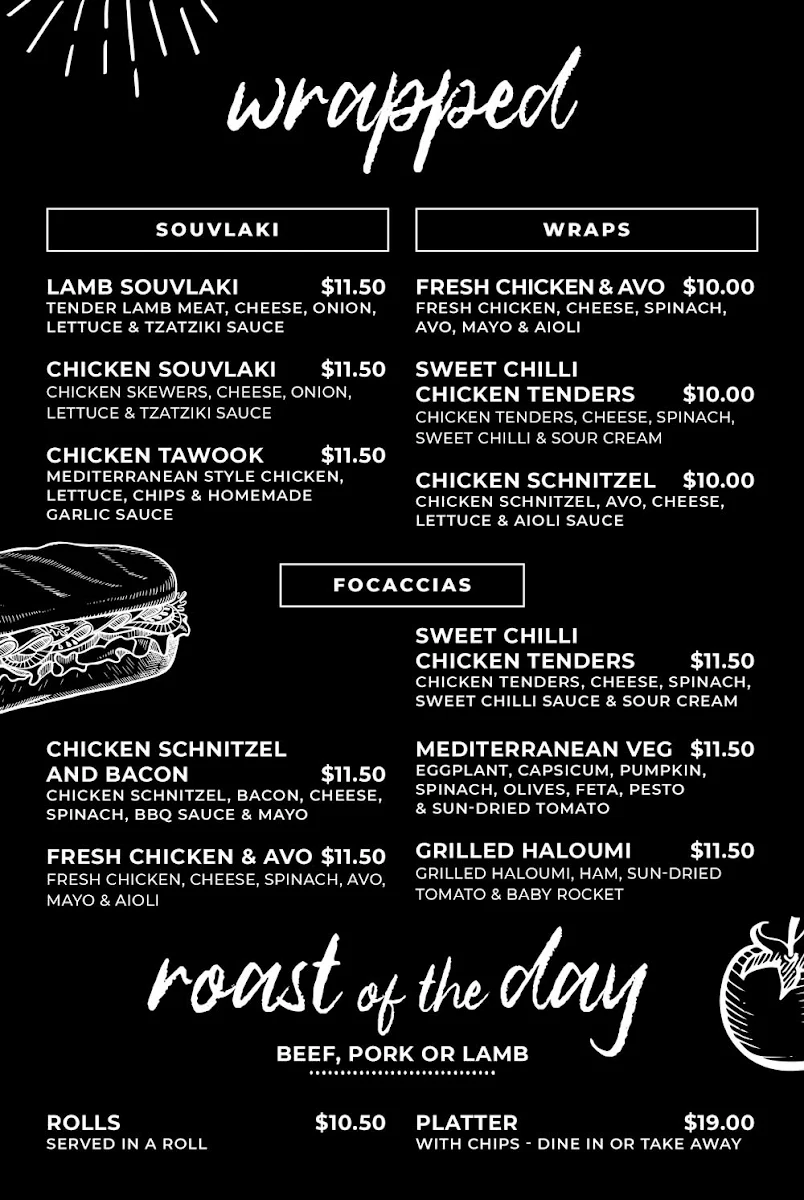 Menu, Abbotts Cafe Delight