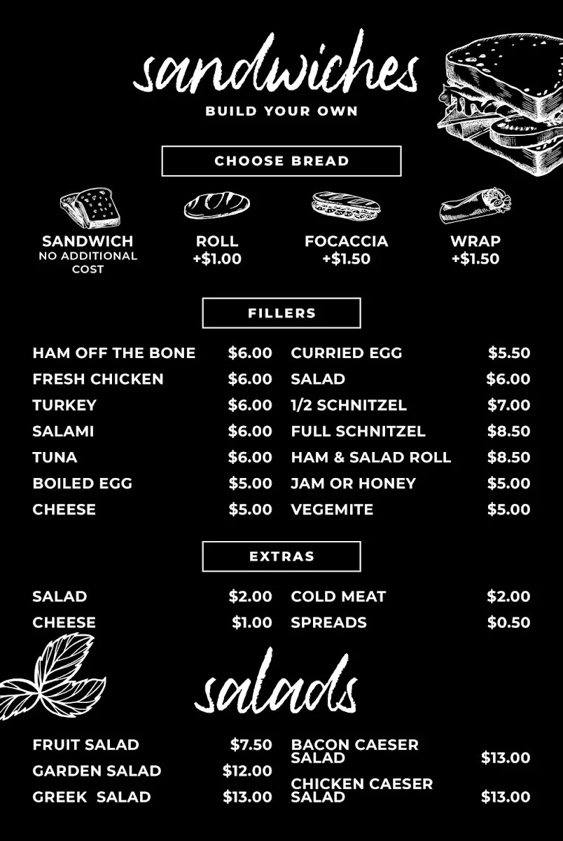 Menu, Abbotts Cafe Delight