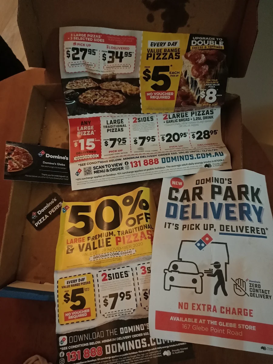 Menu, Domino's Pizza Glebe