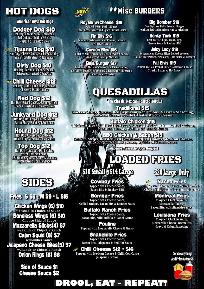 Menu, Belly Bombers
