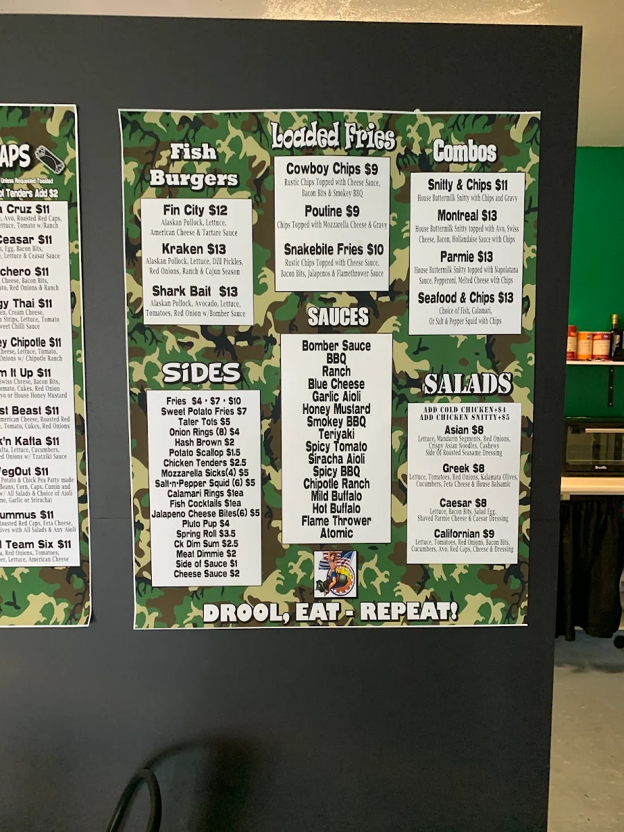 Menu, Belly Bombers