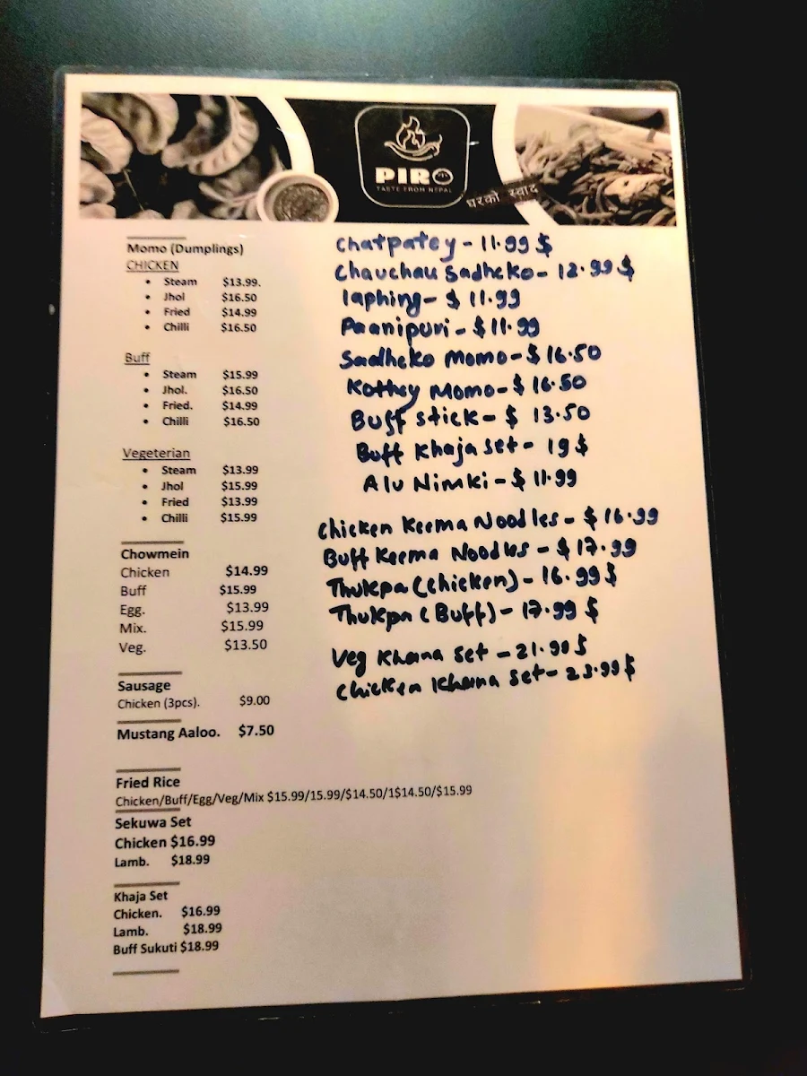 Menu, Piro