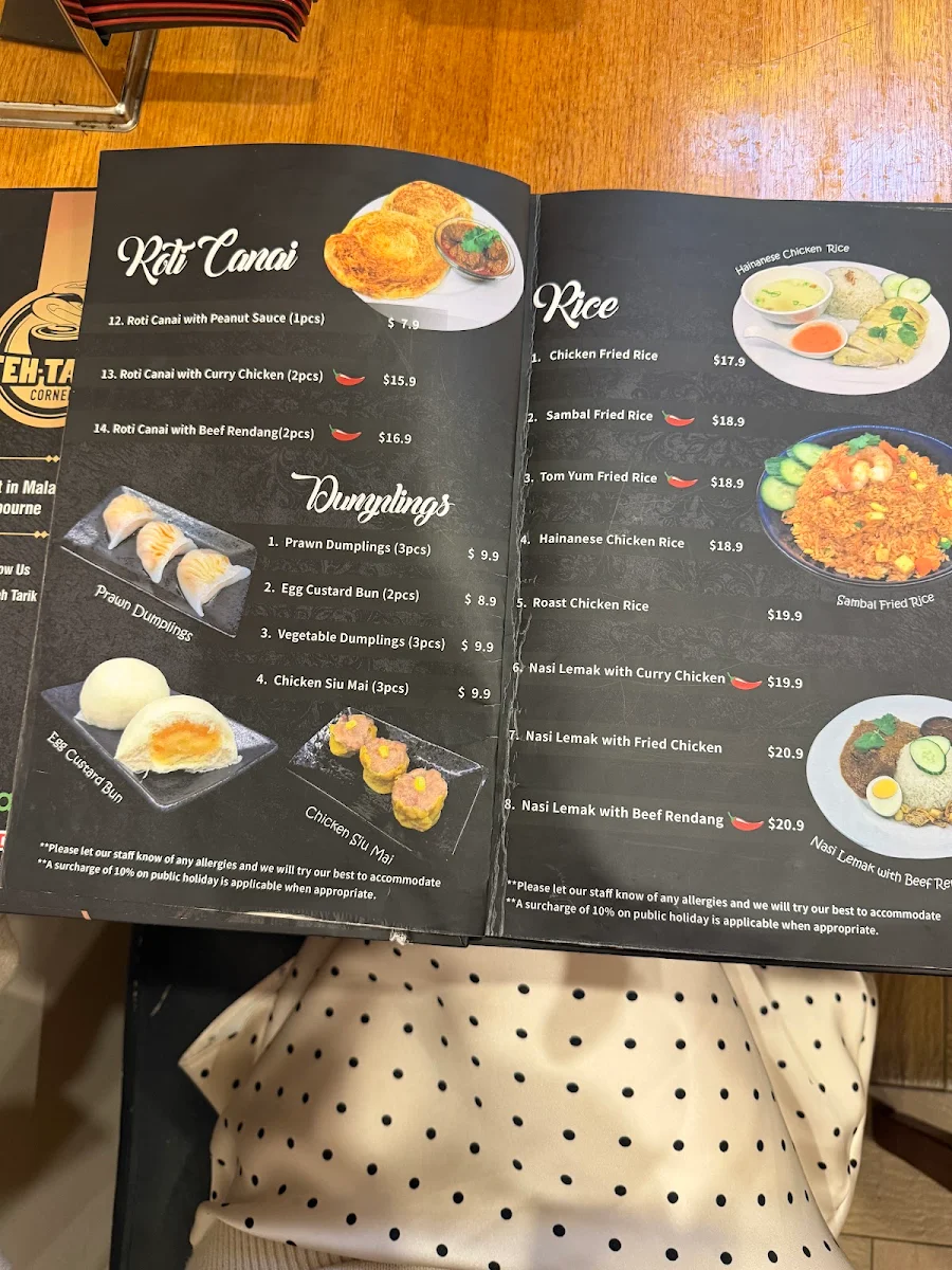 Menu, Teh Tarik Corner