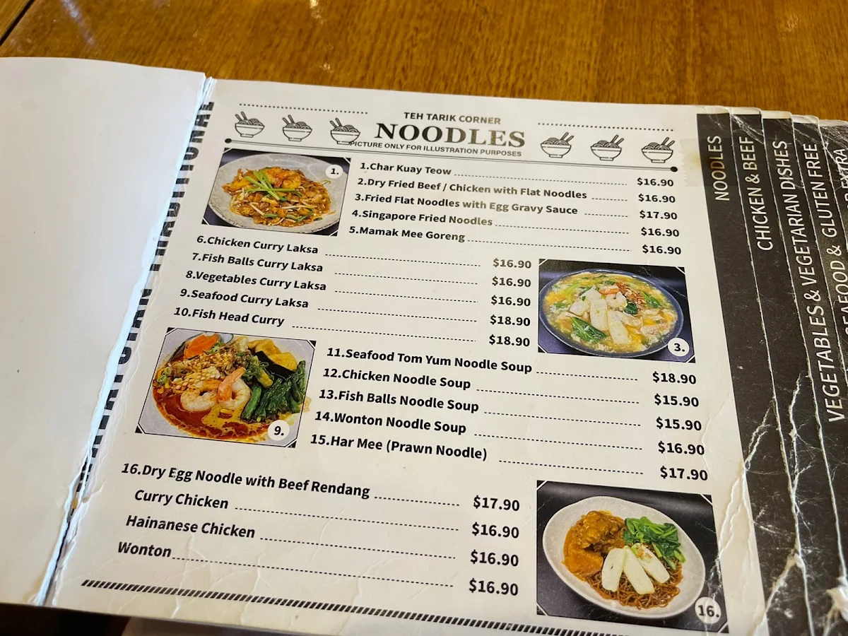 Menu, Teh Tarik Corner