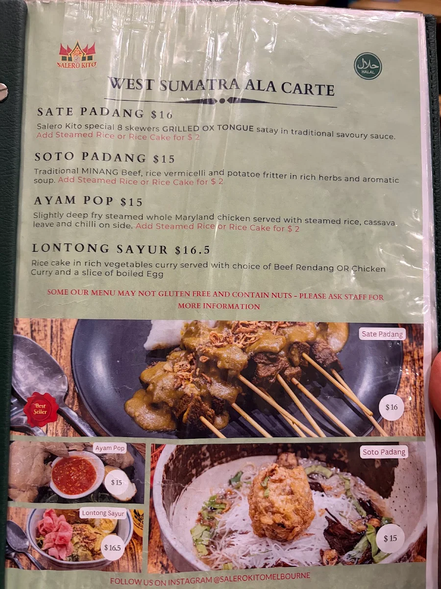 Menu, Salero Kito Rose Lane (HALAL)