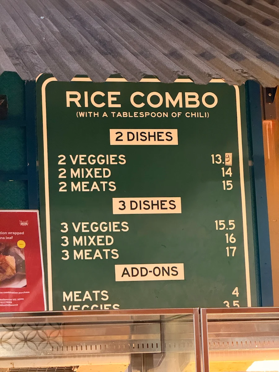 Menu, Salero Kito Rose Lane (HALAL)