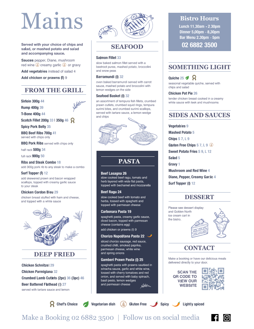 Menu, Westside Hotel