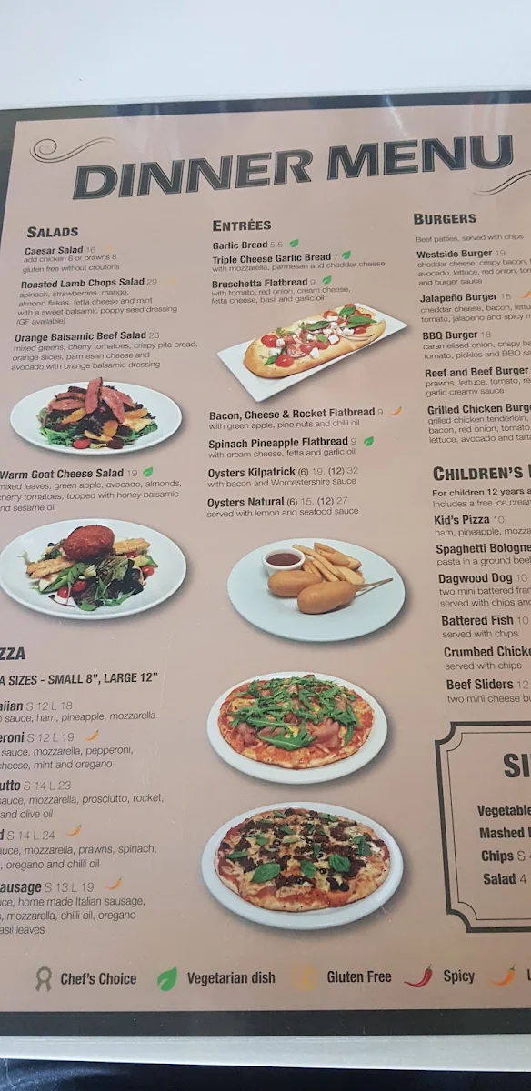 Menu, Westside Hotel