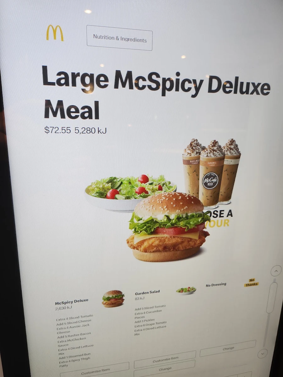 Menu, McDonald's West Lakes
