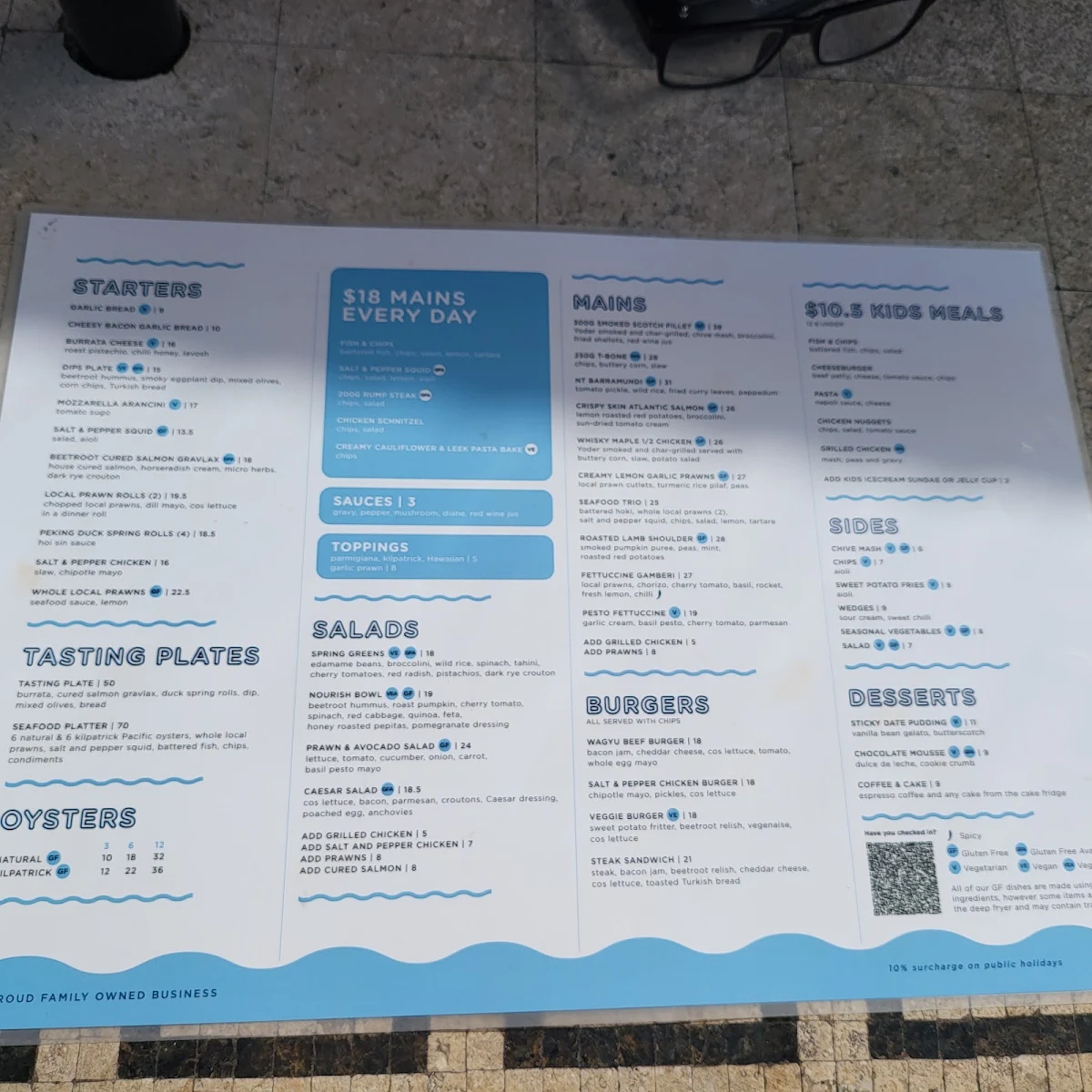 Menu, Ivory Waterside