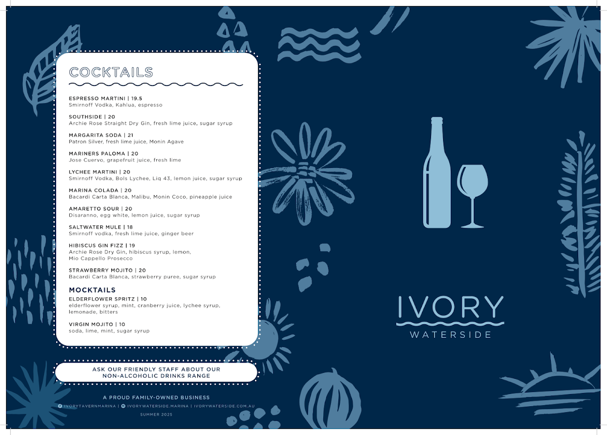 Menu, Ivory Waterside