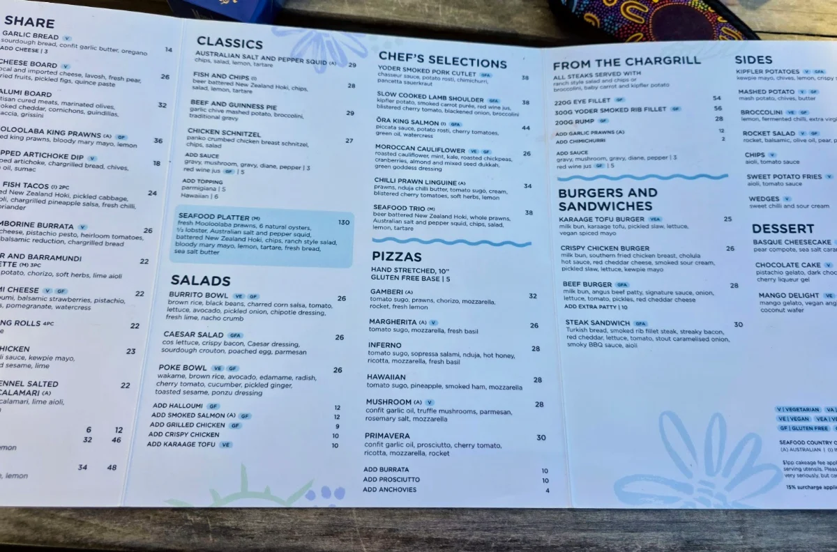 Menu, Ivory Waterside
