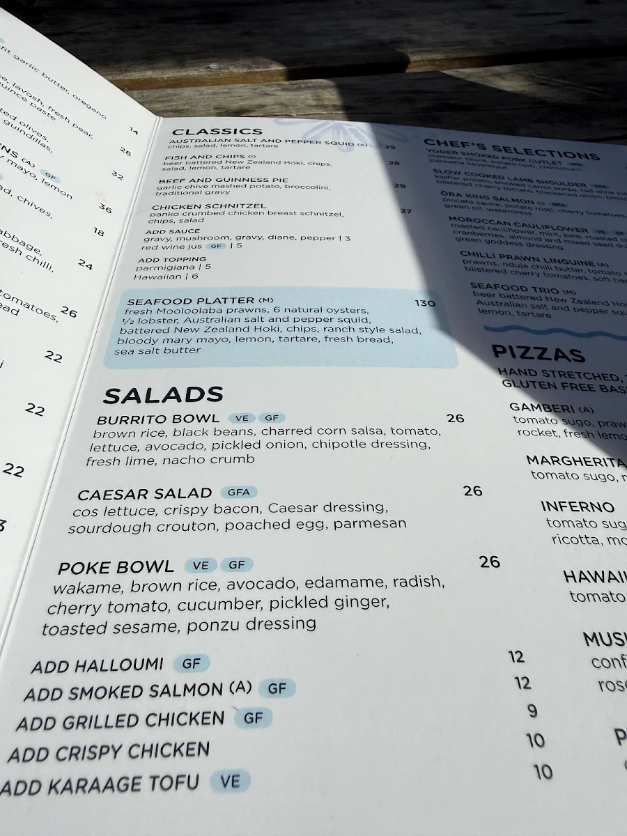 Menu, Ivory Waterside