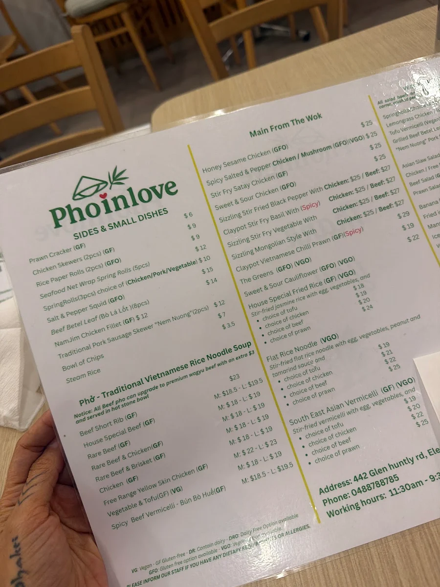 Menu, Pho in love