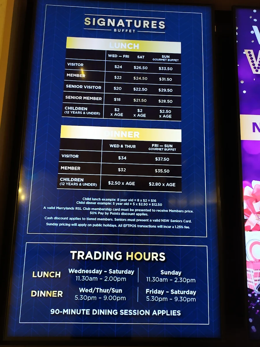 Menu, Signatures Buffet