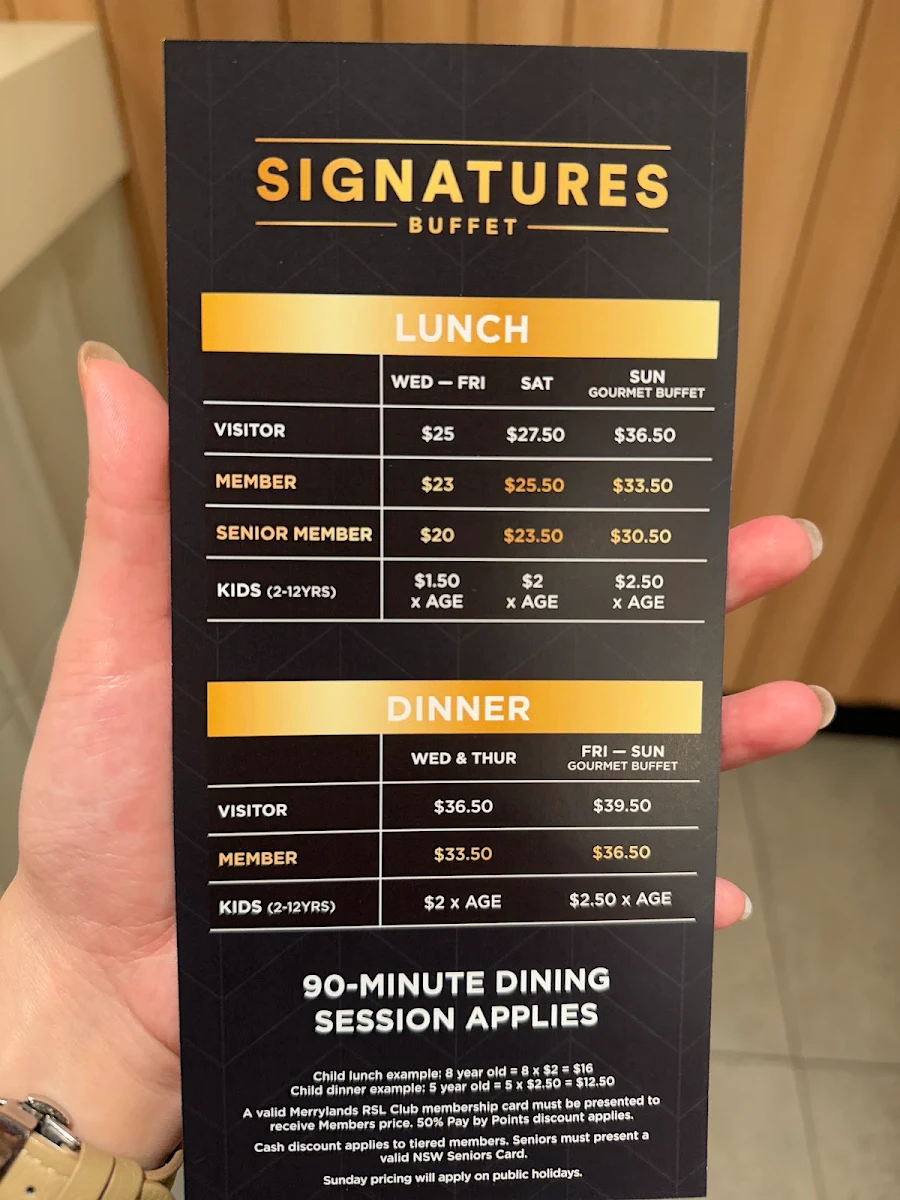 Menu, Signatures Buffet