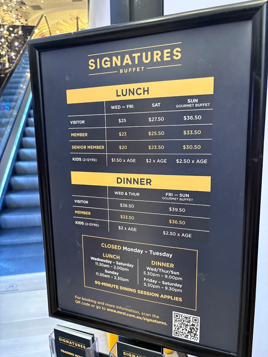 Menu, Signatures Buffet