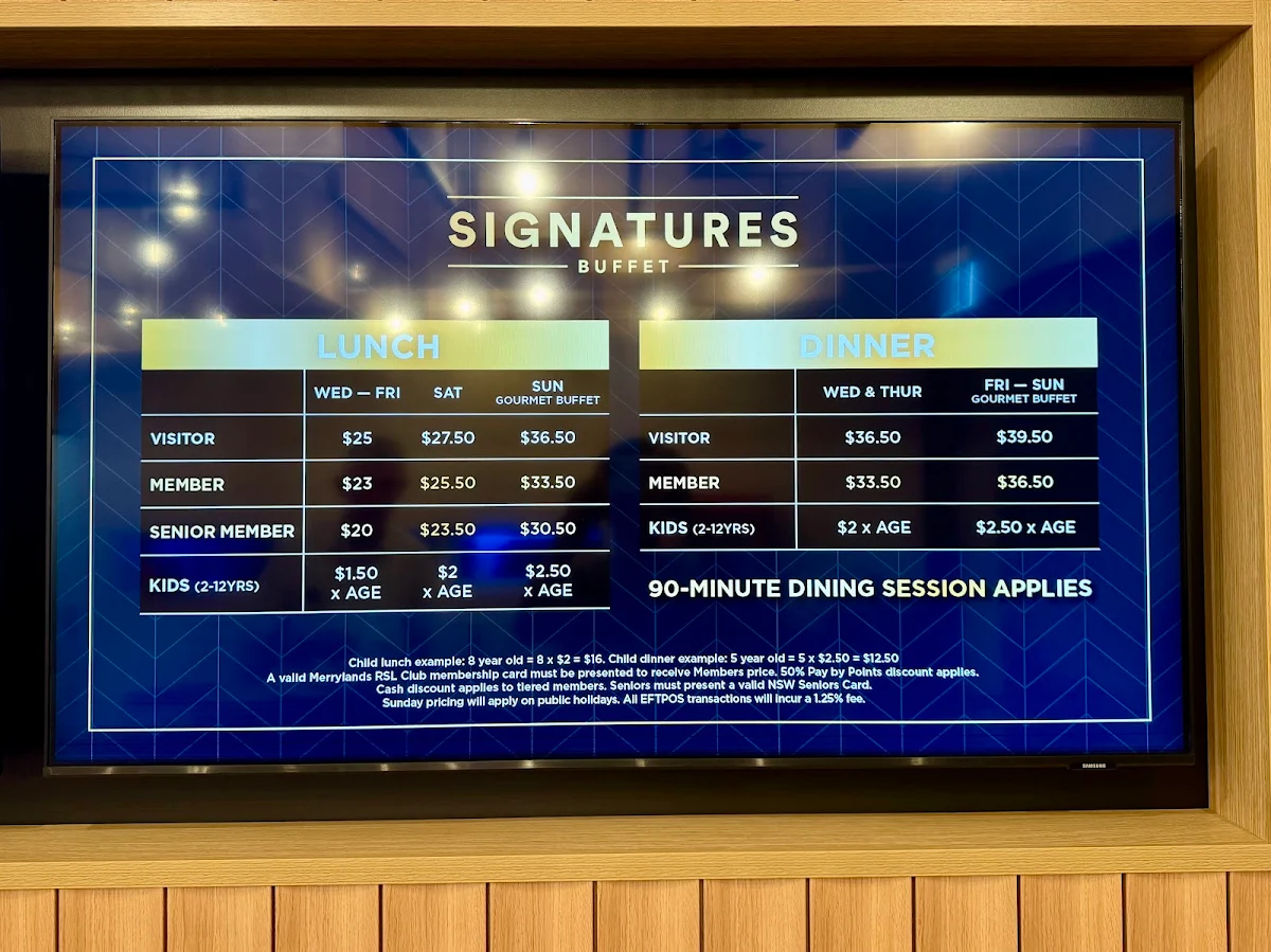Menu, Signatures Buffet