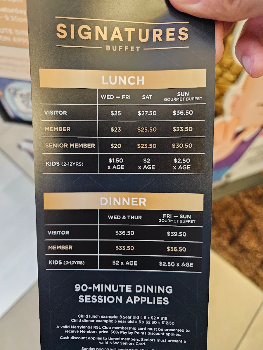Menu, Signatures Buffet