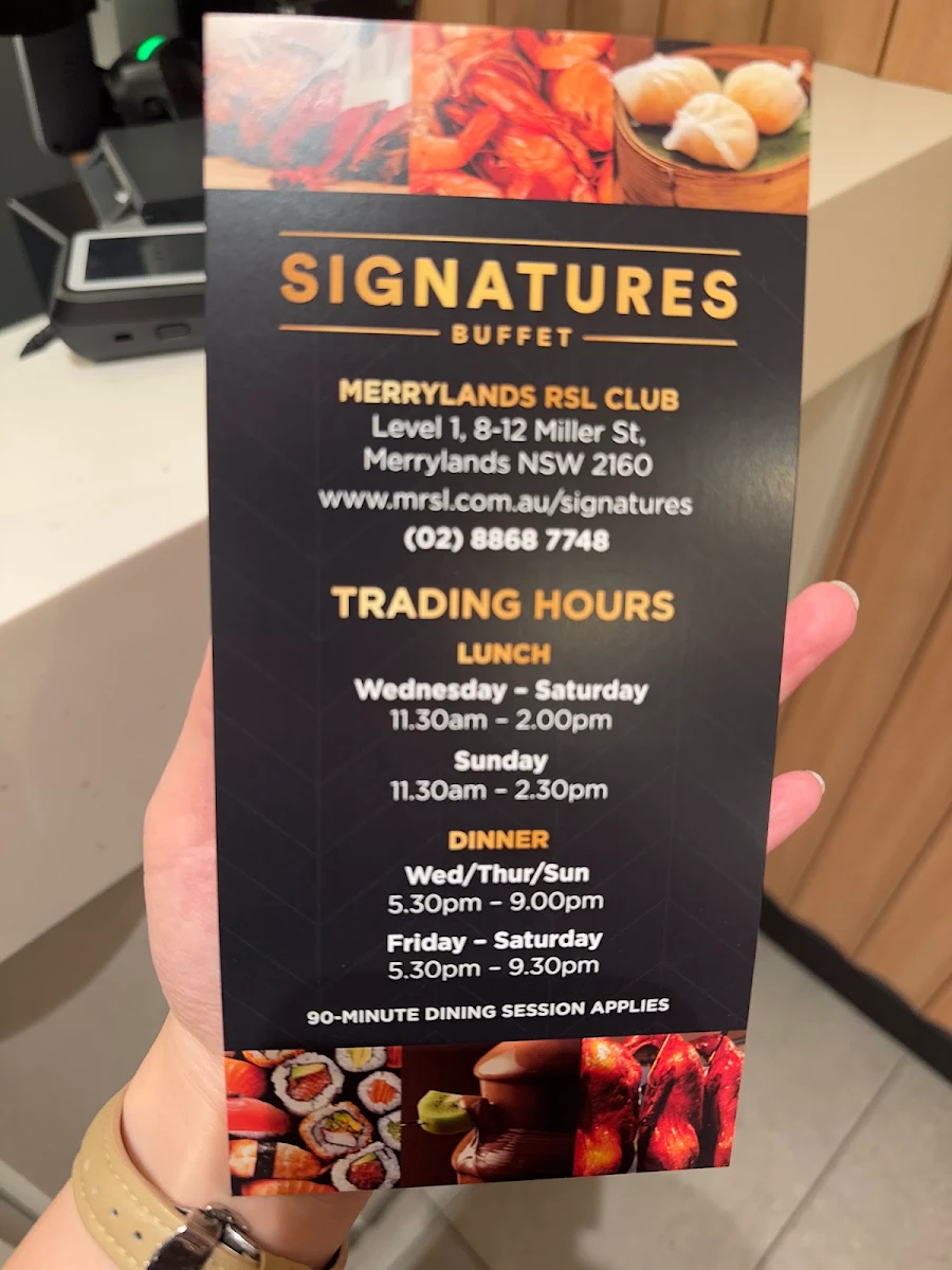 Menu, Signatures Buffet