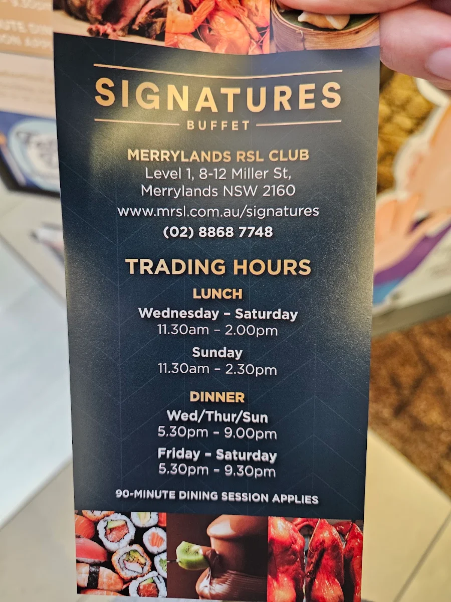 Menu, Signatures Buffet