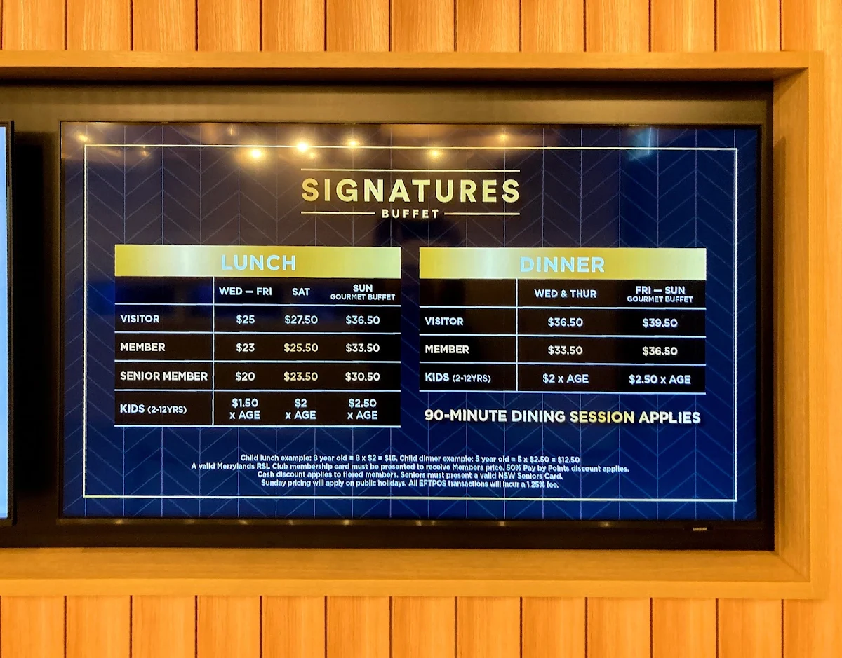 Menu, Signatures Buffet