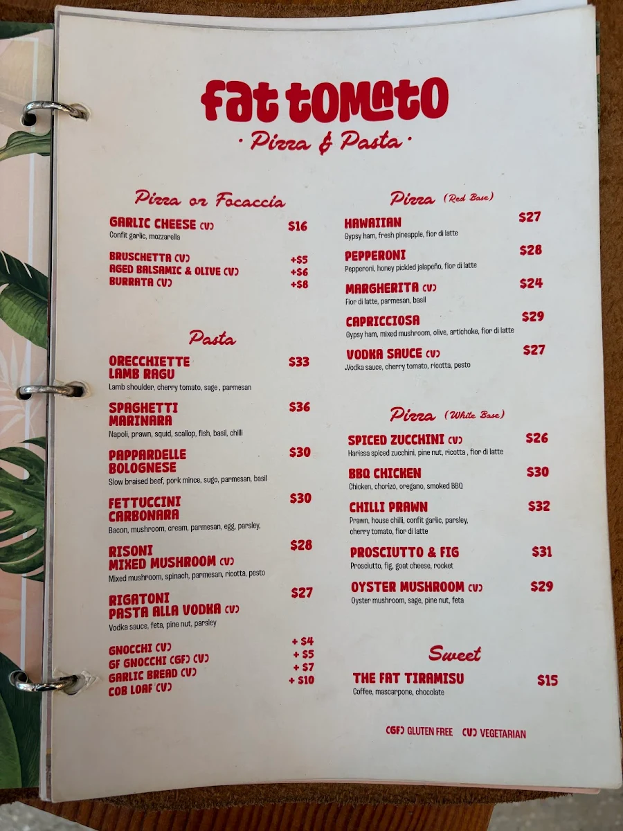 Menu, The Collective Palm Beach