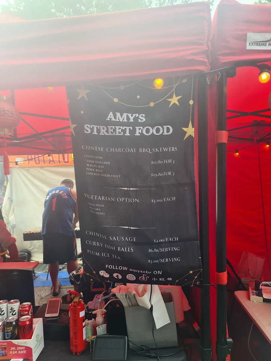 Menu, Amy's Street Food