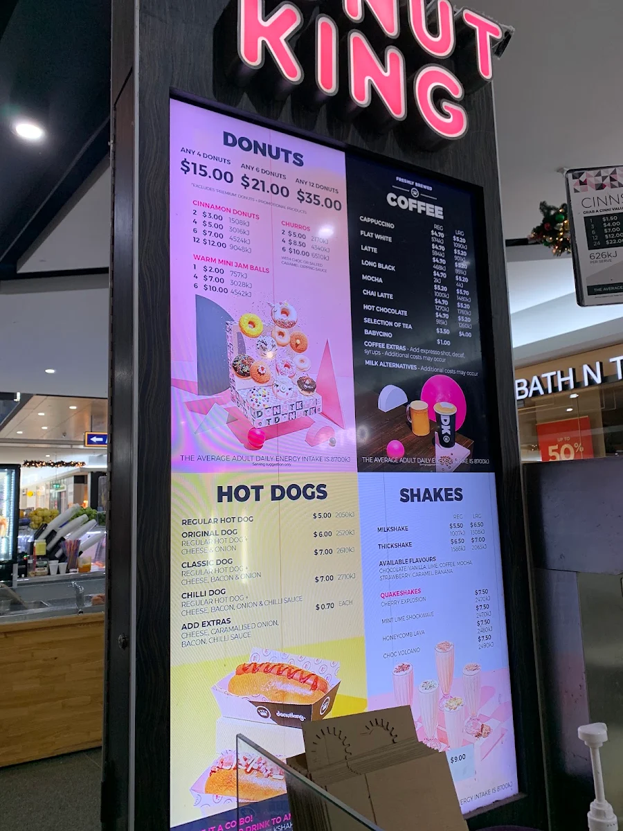 Menu, Donut King Merrylands Stockland K110
