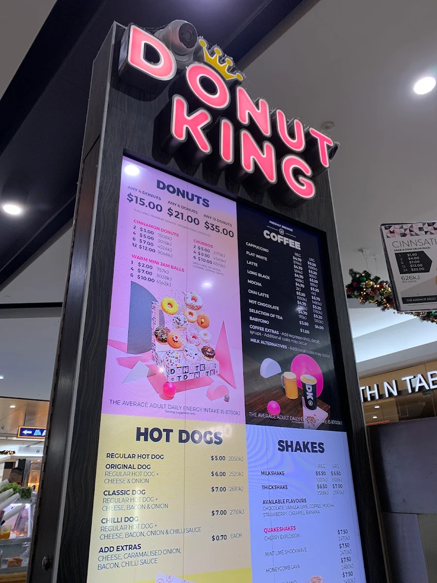 Menu, Donut King Merrylands Stockland K110