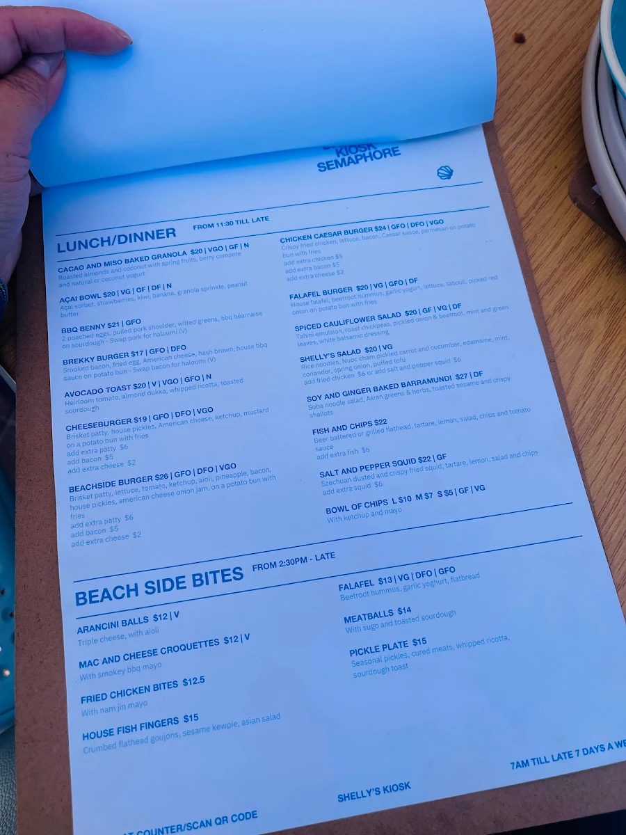 Menu, Shelly's Semaphore