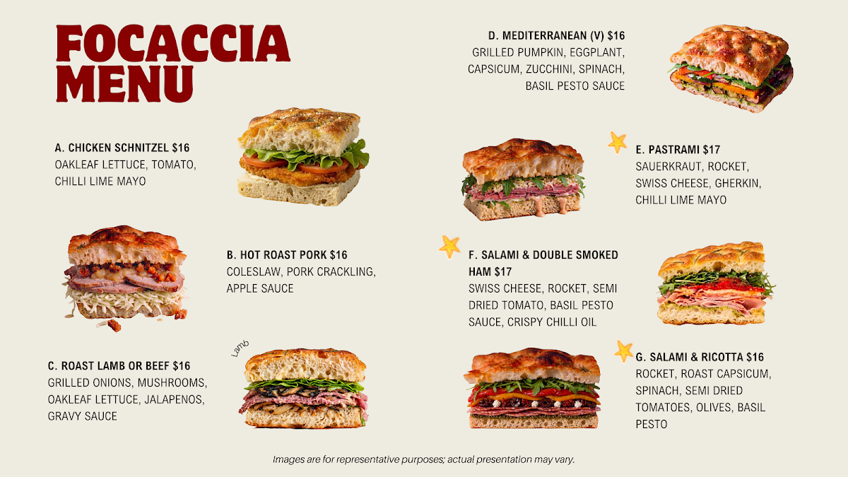 Menu, Hungry Hunter Sandwiches