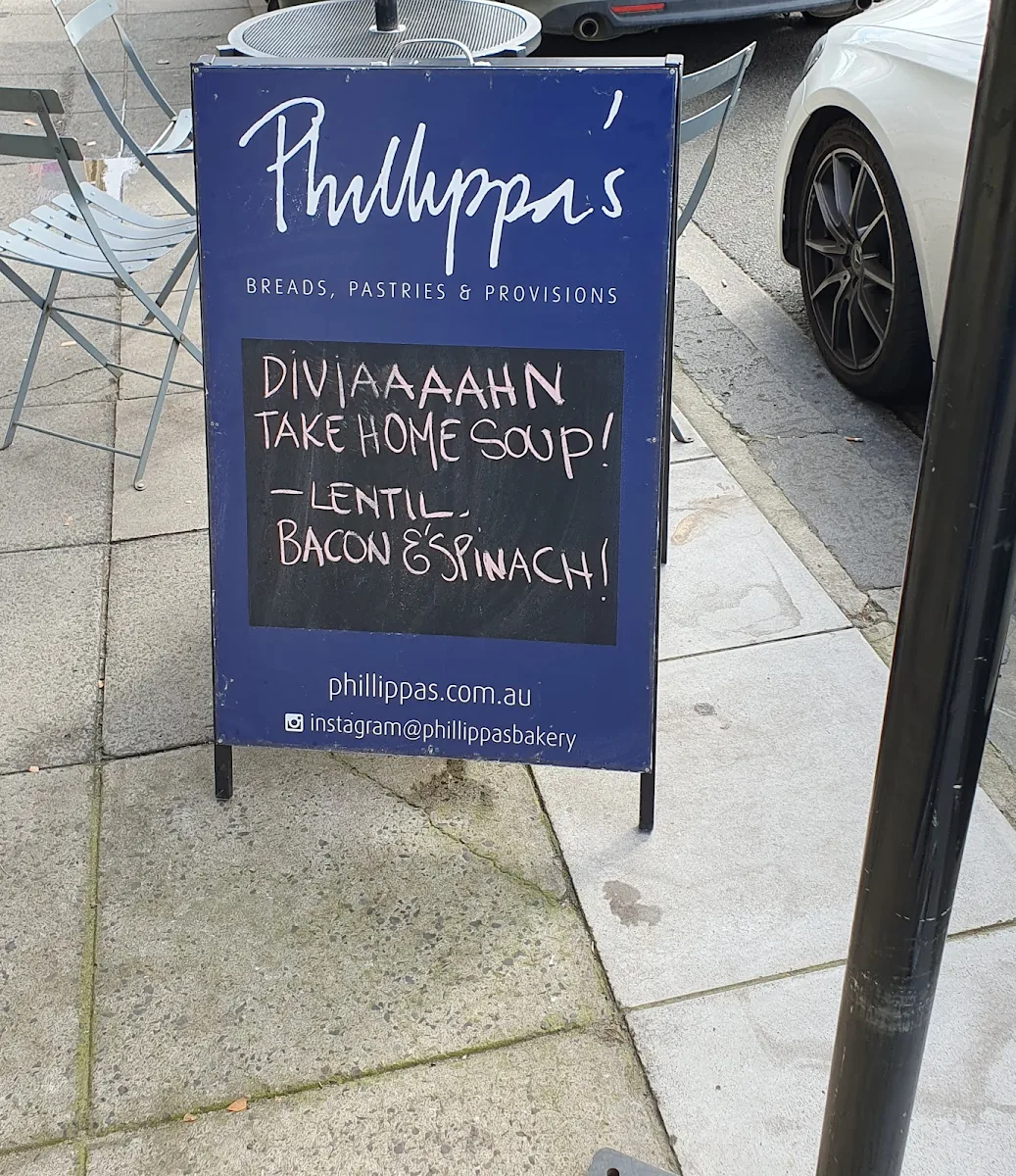 Menu, Phillippa's Bakery