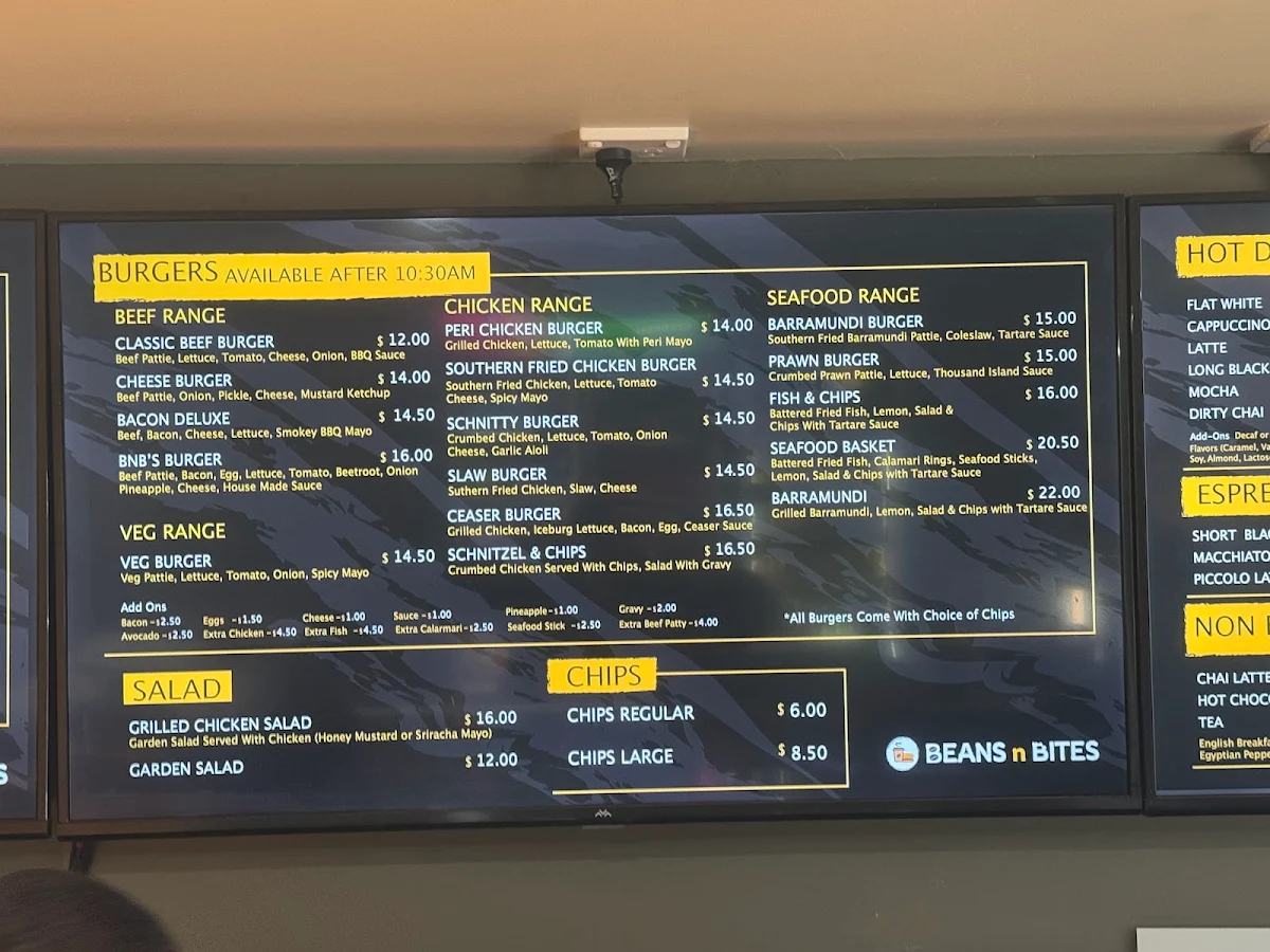 Menu, Beans n Bites
